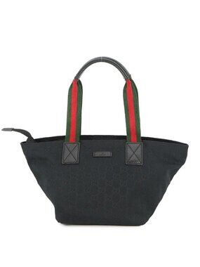 Gucci Tote Sherry Line GG Canvas Handbag Mini Black